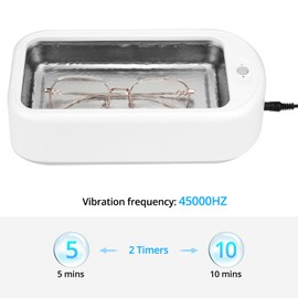 QWORK® 600 ml Ultrasonic Cleaning Device High Frequency 45000Hz 15W for Jewellery, Glasses, Watch Straps, Dentures - Timer Options 5 Min/10 Minutes
