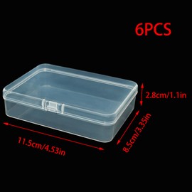 YUYUDEHM 6 Pcs Mini Rectangle Box with Lid, Plastic Storage Containers Box for Collecting Small Items, Beads, Crafts Accessories (4.5 x 3.3 x 1.1 Inch)