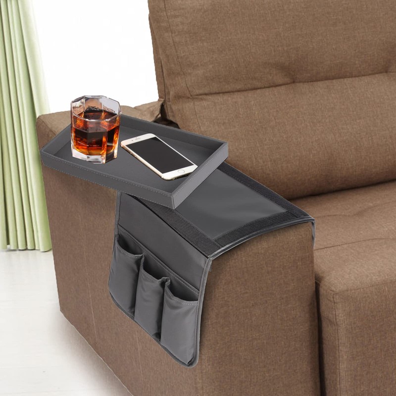 KINFAVOU Couch Caddy, Armchair caddy with Sofa Arm Tray, Non-Slip