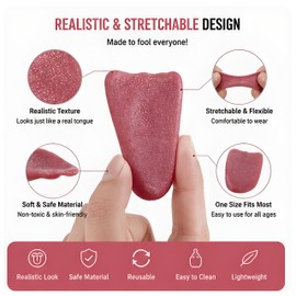 Tiosen 2Pcs Realistic Fake Tongue Magic Trick Props, Halloween Magician Fashion Accessories, Prank Kit April Fools' Day