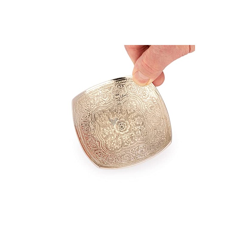 NKlaus 8 x 8 cm Incense Bowl Nickel Embossed for