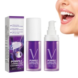 Lila Zahnpasta Für Strahlend Weiße Zähne, 30 ml Zahnaufhellung Zahnpasta Repair Zahncreme Aufhellen Zahnpasta Corrector Farbkorrektur, Entfernung Von Flecken Kaffee, Rauchen, Gelbe Zähne