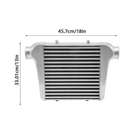 Universal Intercooler, 18''x13''x3" Front Mount Intercooler 2.5'' Inlet & Outlet Universal Aluminum Turbo Intercooler with for Turbo Charger System (18"x13"x3" 2.5")