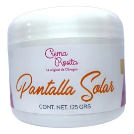 Pantalla Solar 75% Orgánico Natural De Crema Rosita 125gr