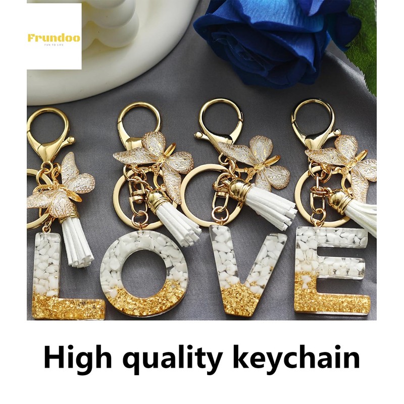Frundoo Key Chain Letter Keyring Girl Keyring with Initial Letter