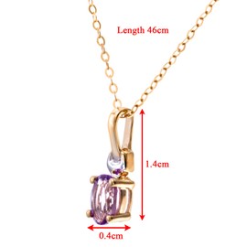 Citerna 9 ct Yellow and White Gold Amethyst Birth Stone Pendant + 46 cm Yellow Gold Trace Chain