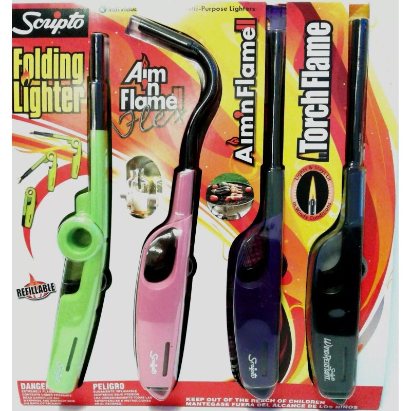 Scripto 4 Multi-Purpose Lighters BBQ Lighter (color may vary)