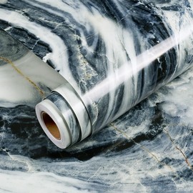 YENHOME 30"X200" Vinyl Countertop Wrap for Kitchen Waterproof, Blue Marble Contact Paper Peel and Stick Countertops, Self Adhesive Renter Friendly Marble Wallpaper for Kitchen Bathroom
