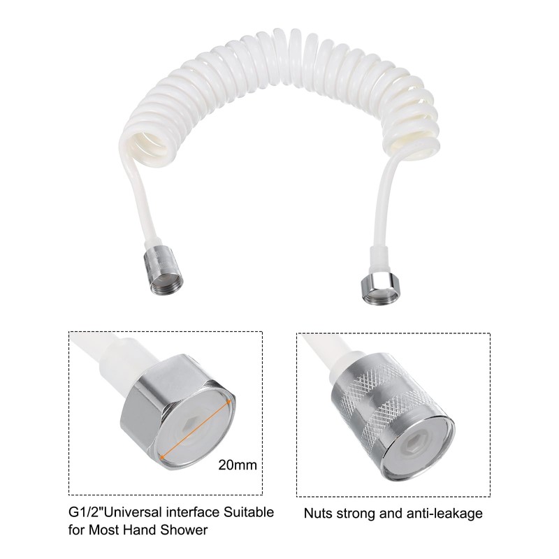sourcing map Spring Flexible Shower Hose, 3Meter/118inch Flexible Telescopic Shower