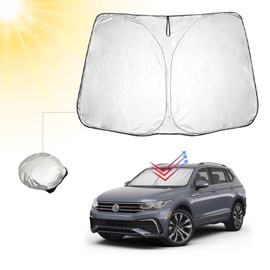 BIBIBO Tiguan Allspace Windscreen Cover, Car Cover Compatible with VW Tiguan Allspace SWB LWB 2016-2023, Car Sun Protection for Windscreen Foldable, Sun Visor Against UV Rays