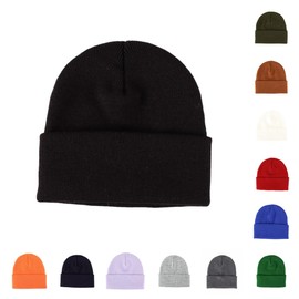 LLmoway Toddler Knit Beanies Satin Lined Warm Winter Hats Watch Cap Kid Soft Cuffed Beanie for Boys Girls 3T-8Years Black