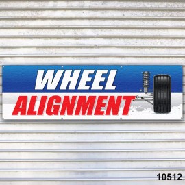 Unbranded Wheel Alignment Banner Sign Auto Repair Tire Dealer Service Bay Garage - 72" x 24"