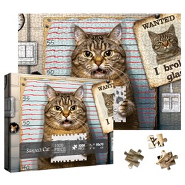 Funny Cat Jigsaw Puzzle 1000 Piece for Adult, Cute Animal Kitten Art Jigsaw Puzzles, Beautiful Aesthetic Mouse Challenging Puzzle