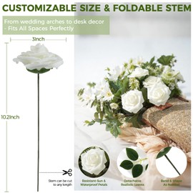 BLISOUL Artificial Flowers Real Looking Rose 25pcs Foam Rose with Stems Eternal Fake Rose for Wedding Home Decor Bridal Shower DIY Decoration Table Centerpieces, Floral Arrangements, Light Pink