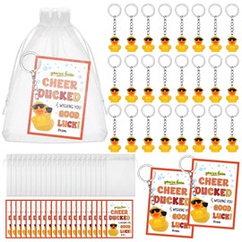 24 Set Cheer Gifts Bulk Cheerleader Duck Keychain You've Been Cheer Ducked Tags Inspirational Gift for Cheerleader Team Accessories Cheerleading Competition Gift Sport Team Souvenir (Yellow)