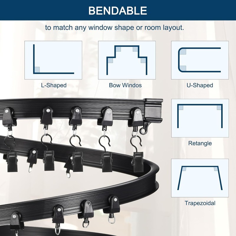 YLNANMI Flexible Bendable Curtain Track Ceiling or Wall Mount 16.4FT(5m)-