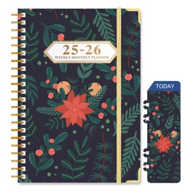 Ksriylm Appointment Calendar 2025-2026, A5 22 x 16 cm Hardcover Diary (July 2025 - June, 2026), with Inner Pocket, Elastic Closure, Bookmark, Weekly Planner with Gold-Plated Protective Corners, Green