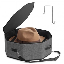 Zynaxir Hat Boxes with Lids, Hat Storage Box for Travel, Foldable Portable Travel Hat Box, Unisex Cap Organizer Carrier Case with Shoulder Strap and Handles, for Cowboy Fedora