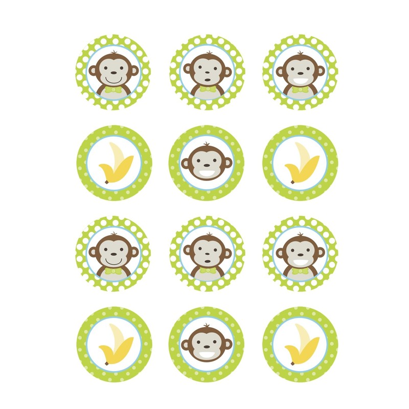Edible Cupcake Toppers Mod Monkey Boy {Lime Green Decoration