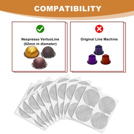 Cafly - Tapas de aluminio para reutilizar, cápsulas Nespresso, cápsulas de café, Nespresso Vertuoline Vertuo, 120 piezas de tapas de café para reutilizar, 62 mm, AF001