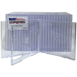 USDISC CD Jewel Cases Standard 10.4mm, Triple 3 Disc, Clear, Pack of 50