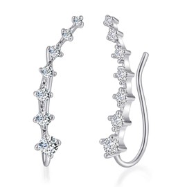 Vinoya Ear Crawler Earrings for Women White Gold Climber Earrings Cubic Zirconia