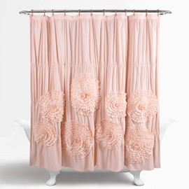 Lush Decor Serena Shower Curtain, 72" W x 72" L, Blush -Ruffled Bathroom Curtain - Pink Fabric Shower Curtains - Coquette Decor