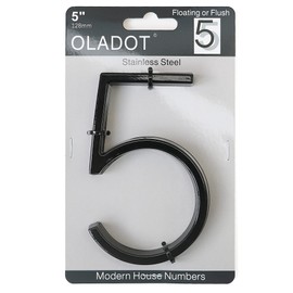 5" Stainless Steel Floating House Number, Metal Modern House Numbers, Mailbox Decor Number with Nail Kit, Coated Black, 911 Visibility Signage (5)
