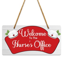 Nurse Signs for Office Door Decor Welcome to Nurse's Office Sign Decorative Hanging Plaque for Wall Pediatric Clinic Decor for Door Hospital Decoration Ornaments 10x5 Inches PVC Hanging Plaque