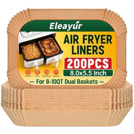 200Pcs Air Fryer Liners for Ninja Dual Airfryer, 8x5.5 Inch Rectangle Disposable Air Fryer Parchment Paper for Ninja DZ201/ DZ401/ DZ550, Bella Slim Airfryer & More, Air Fryer Accessories
