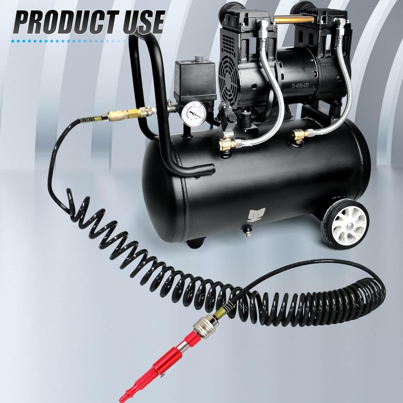 ERGAOBOY 1Pcs 8mm Polyurethane Air Compressor Hose, 10m Black Retractable