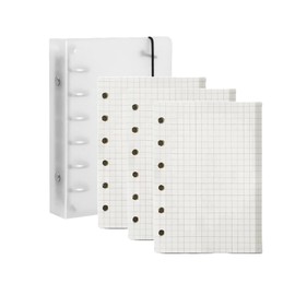 YFFSFDC Notepad A7 Transparent Binder Mini 6 Hole Personal Organizer Pocket Size 3 Refills Set of 135 Notes Binder Refills (Squared, A7)