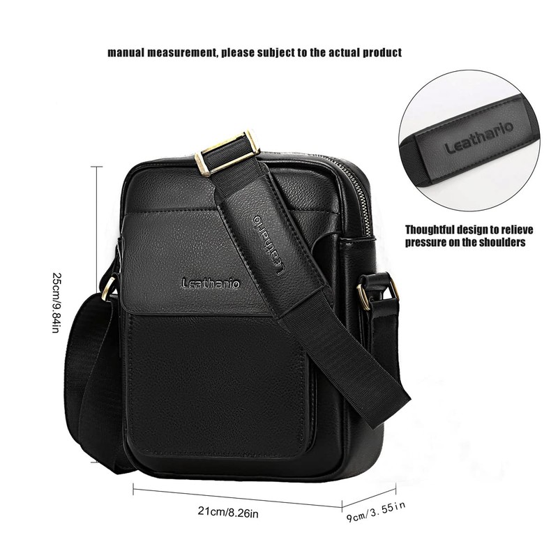 Leathario Crossbody Bag For Men Vegan Leather Shoulder Messenger Purse