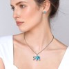 March Birthstone Crystal Aquamarine Elephant Necklace Ring Earrings Set 3pcs