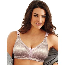 Bali Womens Double Support Wireless Bra, Comfortsoft Full-coverage Wirefree Df3820 Bras, Pink Chic Lace Print, 36C US