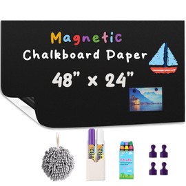 Magnetic Chalkboard Contact Paper for Wall 48" x 24" Self Adhesive Blackboard Wallpaper Peel and Stick Chalk Board Wall Decal Roll with 14 Chalk for Kids Home Playroom Classroom