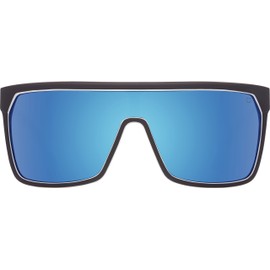 SPY Optic Flynn, Shield Sunglasses, Color and Contrast Enhancing Lenses, Whitewall - HD Plus Gray Green with Light Blue Spectra Mirror Lenses