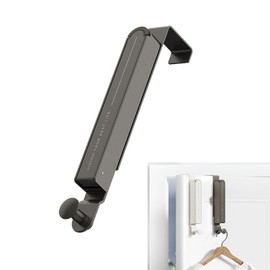 Jilskl Door Clothes Hooks, Door Coat Rack Foldable, Clothes Rail, Wall Mounted Foldable, No Drilling Required, Made of Metal, Space-Saving, Fits 6 Hooks and Retractable Extensions (Black)