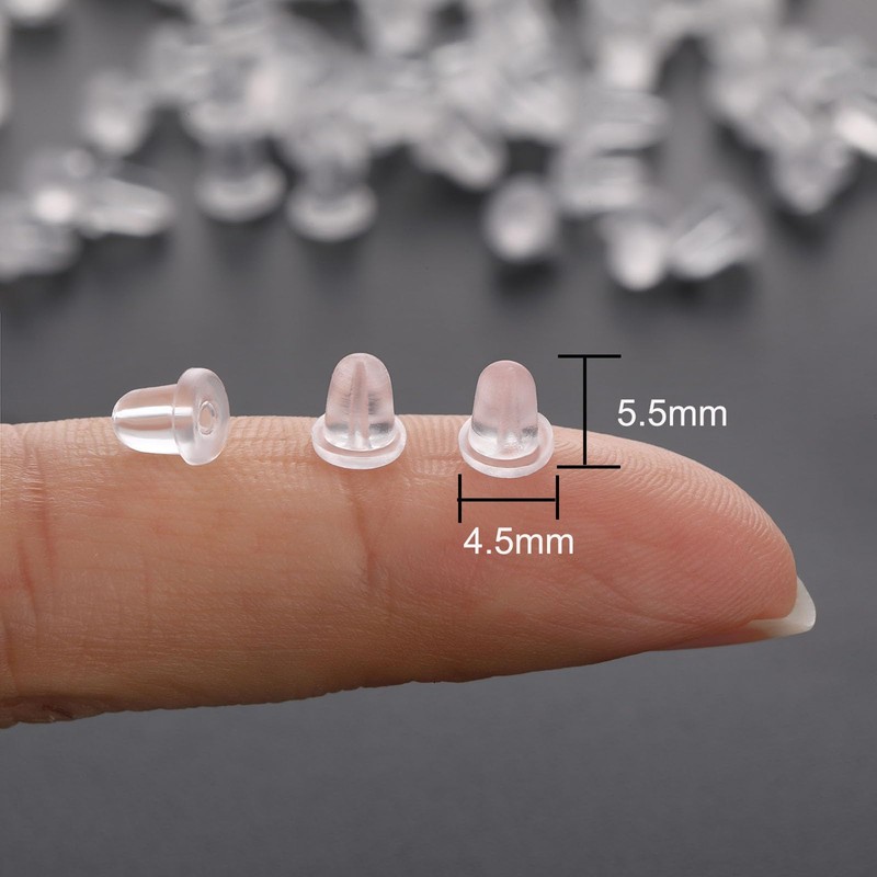 Earring Backs Rubber,200pcsSoft Clear Ear Safety Back Pads Backstops Bullet
