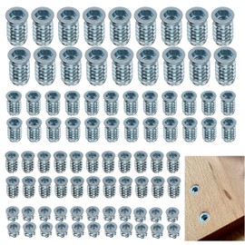 Pack of 120 Threaded Insert Nuts, M6 M8 M10 Threaded Insert Wood, Hex Nuts Zinc Alloy for Wooden Furniture, Thread Insert Made of Galvanised Steel