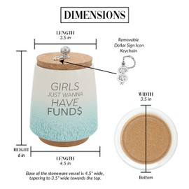 Pavilion - Girl Funds 6.5-inch Unique Ceramic Piggy Bank Savings Bank Money Jar with Cork Base and Cork Lid, Ombre Teal