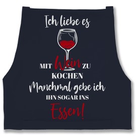 Shirtracer - Apron - Cooking Apron - Adult - Ich liebe es mit Wein zu kochen, 5 Navy Blue