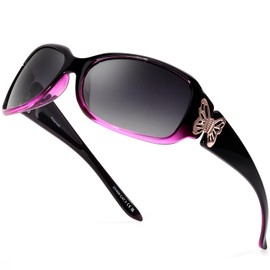 IGnaef Polarized Sunglasses for Women, Trendy Wrap Around Jackie-O Style with Butterfly Decoration IF022