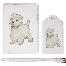 Azeeda 'Westie Dog' Passport Cover & Luggage Tag Travel Set (PA00013365)