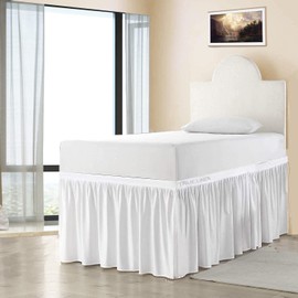 Extended Dorm Sized Bed Skirt Panel - Ruffled Dorm Sized Bed Skirt - Dust Ruffled Bed Skirts 46 inch Tailored Drop - White Dorm Room Bedskirts - College Dorm Bed Skirt - Twin XL/46" Drop