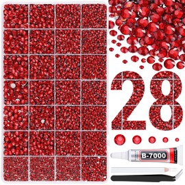 30000Pcs Resin Rhinestones for Bedazzling with B7000 Jewelry Glue, Red Flatback Gems Rhinestones for Crafting, Clothing Tumblers Mugs Shoes Fabric Decor Nail Art