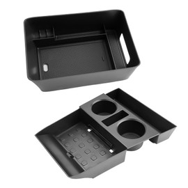 CDEFG 2PCS for 2024 2025 Hyundai Santa Fe Center Console Organizer Tray Compatible with 2024 2025 Santa Fe SE SEL Limited XRT Calligraphy Accessories Lower Console Storage Box with Cup Holders