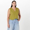 The Drop Women's ESMA Linen Vest Olive Oil, 4X, Plus