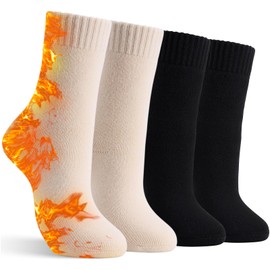 4 Pairs Thick Thermal Socks for Women Extreme Cold Weather Winter Warm Socks Soft Cozy Womens Crew Socks with Gifts Box, Solid Color-c4, 5-9