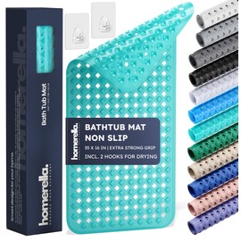 homerella® Bath Mat for Tub Non Slip Mold Resistant 35x16 - Shower Mat Non Slip Anti Mold - Bath Tub Mat Suction Cups incl. Hooks for Drying - Bathtub Mat Non Slip - ANI Slip Shower Mat Inside Tub
